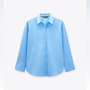 Zara Poplin Sky Blue Shirt